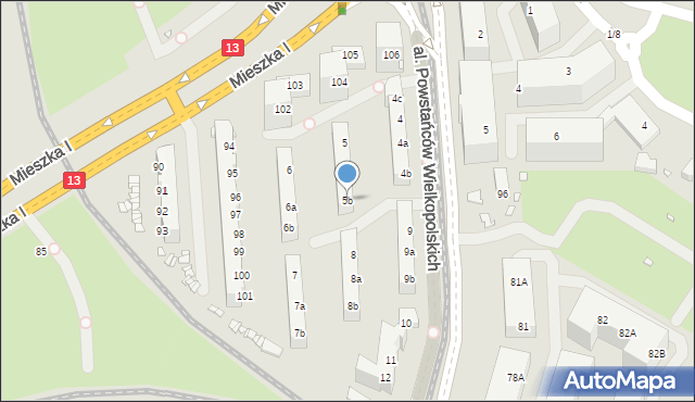 Szczecin, Aleja Powstańców Wielkopolskich, 5b, mapa Szczecina