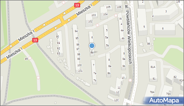 Szczecin, Aleja Powstańców Wielkopolskich, 6b, mapa Szczecina