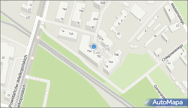 Szczecin, Aleja Powstańców Wielkopolskich, 75B, mapa Szczecina