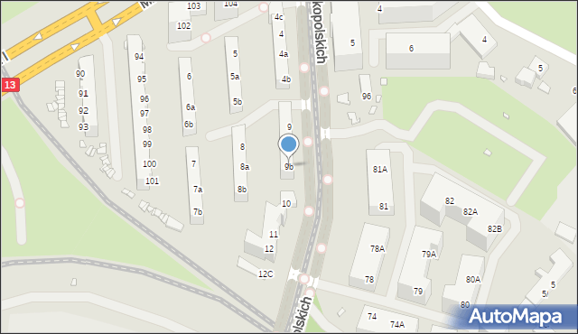 Szczecin, Aleja Powstańców Wielkopolskich, 9b, mapa Szczecina