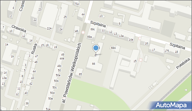 Szczecin, Aleja Powstańców Wielkopolskich, 67, mapa Szczecina