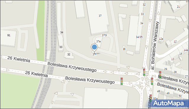 Szczecin, Aleja Bohaterów Warszawy, 37f, mapa Szczecina