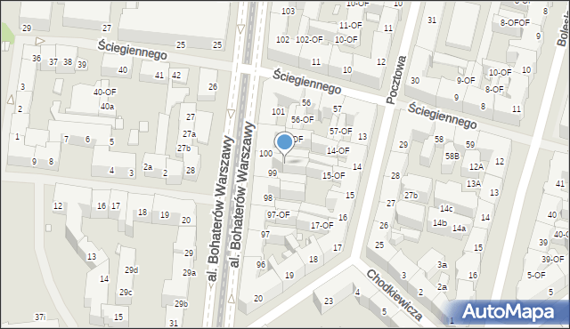 Szczecin, Aleja Bohaterów Warszawy, 99-OF, mapa Szczecina