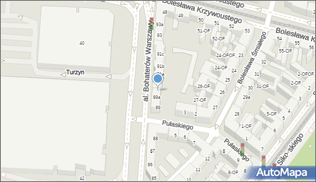 Szczecin, Aleja Bohaterów Warszawy, 91, mapa Szczecina
