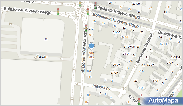 Szczecin, Aleja Bohaterów Warszawy, 91b, mapa Szczecina