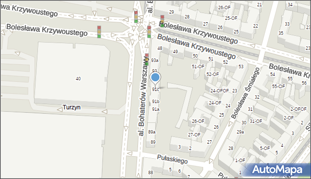 Szczecin, Aleja Bohaterów Warszawy, 91c, mapa Szczecina