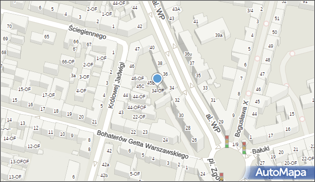 Szczecin, Aleja Wojska Polskiego, 34-OF, mapa Szczecina