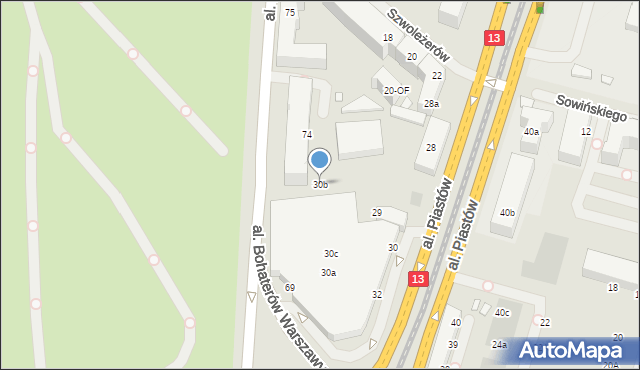 Szczecin, Aleja Piastów, 30b, mapa Szczecina