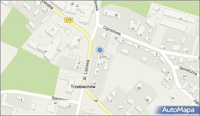 Trzebiechów, Aleja Lipowa, 3, mapa Trzebiechów