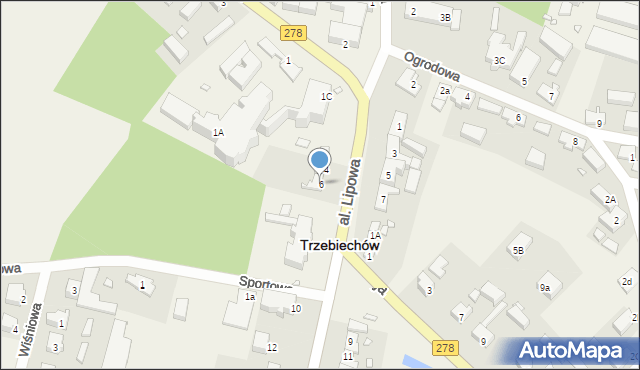 Trzebiechów, Aleja Lipowa, 6, mapa Trzebiechów