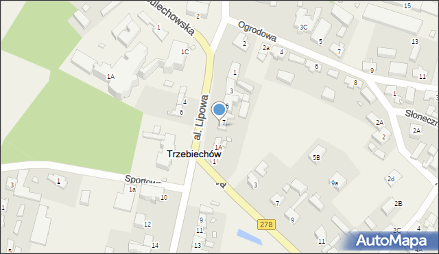 Trzebiechów, Aleja Lipowa, 7a, mapa Trzebiechów