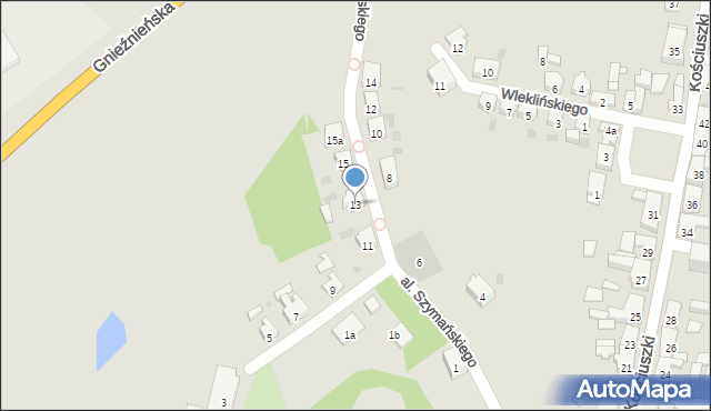 Trzemeszno, Aleja Szymańskiego Jarosława Kazimierza, 13, mapa Trzemeszno