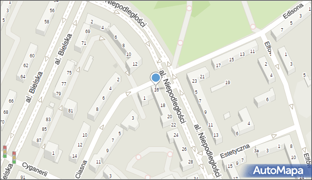 Tychy, Aleja Niepodległości, 16, mapa Tychów