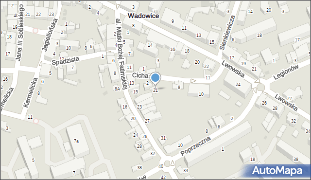 Wadowice, Aleja Matki Bożej Fatimskiej, 21, mapa Wadowice
