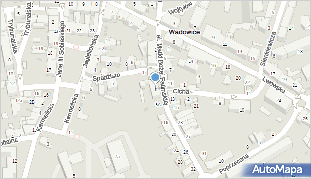 Wadowice, Aleja Matki Bożej Fatimskiej, 8, mapa Wadowice