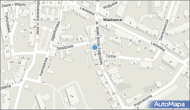 Wadowice, Aleja Matki Bożej Fatimskiej, 8, mapa Wadowice