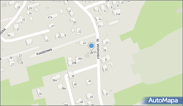 Wadowice, Aleja Wolności, 26, mapa Wadowice