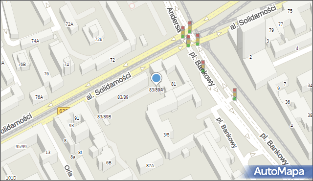 Warszawa, Aleja Solidarności, 83/89A, mapa Warszawy