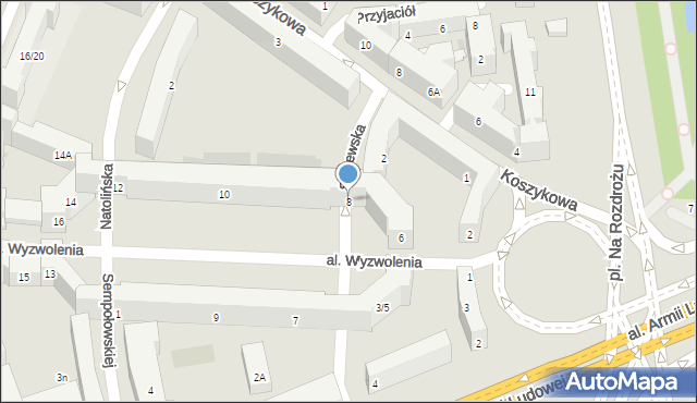 Warszawa, Aleja Wyzwolenia, 8, mapa Warszawy