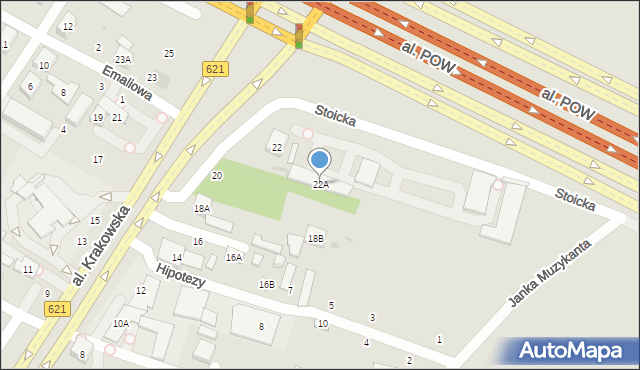 Warszawa, Aleja Krakowska, 22A, mapa Warszawy