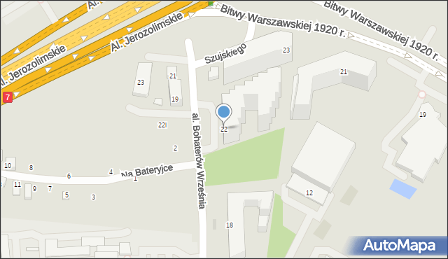 Warszawa, Aleja Bohaterów Września, 22, mapa Warszawy