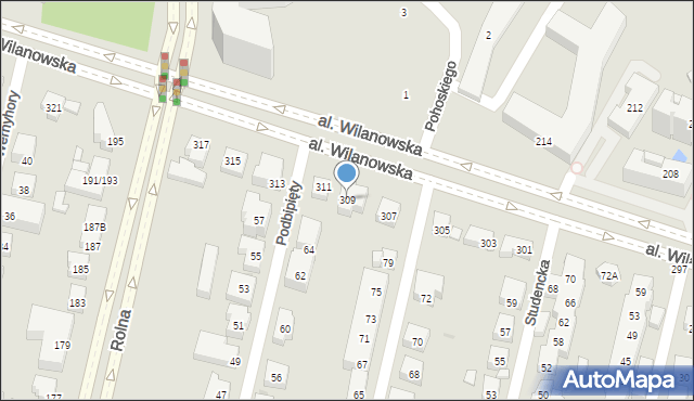 Warszawa, Aleja Wilanowska, 309, mapa Warszawy