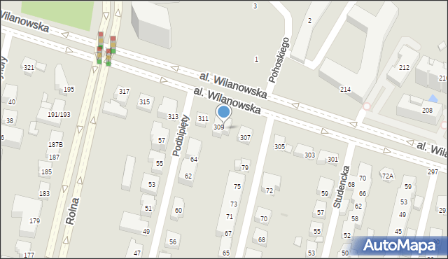 Warszawa, Aleja Wilanowska, 309A, mapa Warszawy