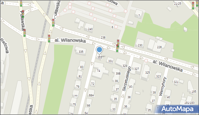 Warszawa, Aleja Wilanowska, 333, mapa Warszawy