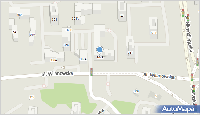 Warszawa, Aleja Wilanowska, 364B, mapa Warszawy