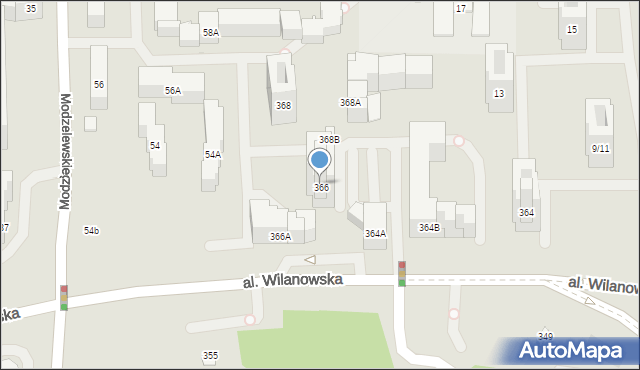 Warszawa, Aleja Wilanowska, 366, mapa Warszawy
