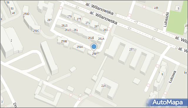 Warszawa, Aleja Wilanowska, 259, mapa Warszawy