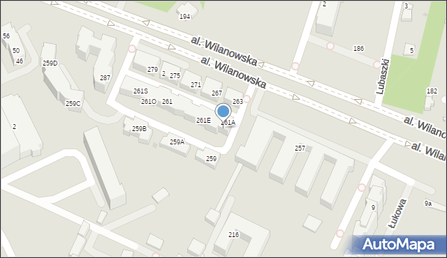 Warszawa, Aleja Wilanowska, 261B, mapa Warszawy