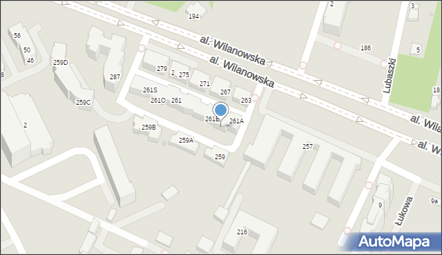 Warszawa, Aleja Wilanowska, 261C, mapa Warszawy