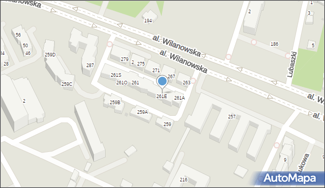Warszawa, Aleja Wilanowska, 261F, mapa Warszawy