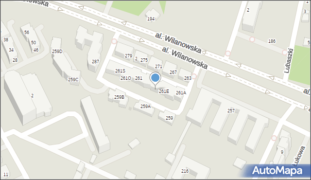 Warszawa, Aleja Wilanowska, 261G, mapa Warszawy