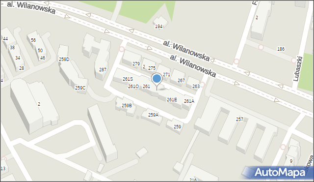 Warszawa, Aleja Wilanowska, 261J, mapa Warszawy