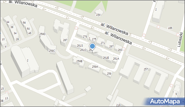 Warszawa, Aleja Wilanowska, 261K, mapa Warszawy