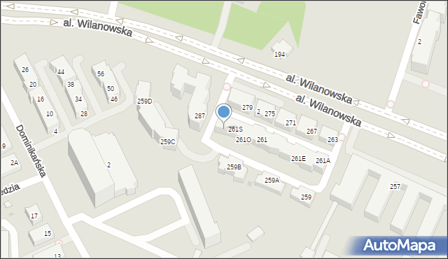 Warszawa, Aleja Wilanowska, 261U, mapa Warszawy