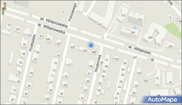 Warszawa, Aleja Wilanowska, 301A, mapa Warszawy