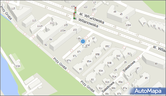 Warszawa, Aleja Wilanowska, 97H, mapa Warszawy