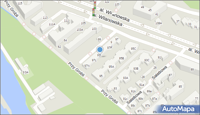 Warszawa, Aleja Wilanowska, 97J, mapa Warszawy