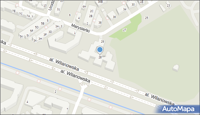 Warszawa, Aleja Wilanowska, 18, mapa Warszawy