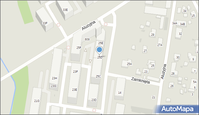 Warszawa, Aluzyjna, 25D, mapa Warszawy