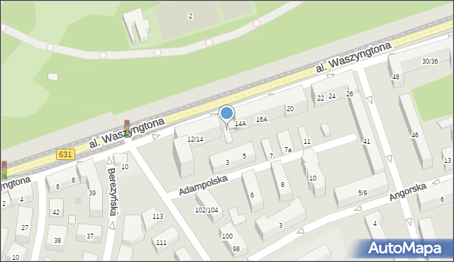 Warszawa, Aleja Waszyngtona Jerzego, 14B, mapa Warszawy