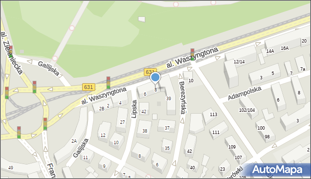 Warszawa, Aleja Waszyngtona Jerzego, 8, mapa Warszawy