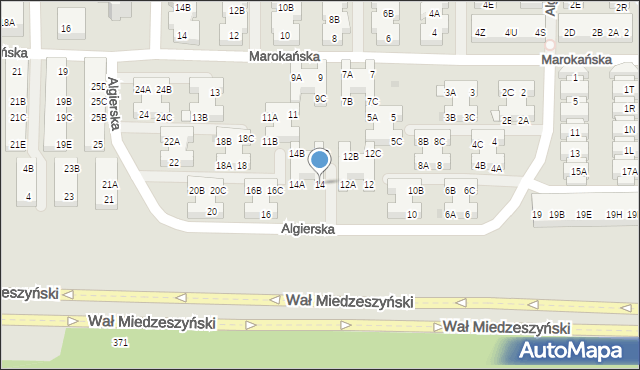 Warszawa, Algierska, 14, mapa Warszawy