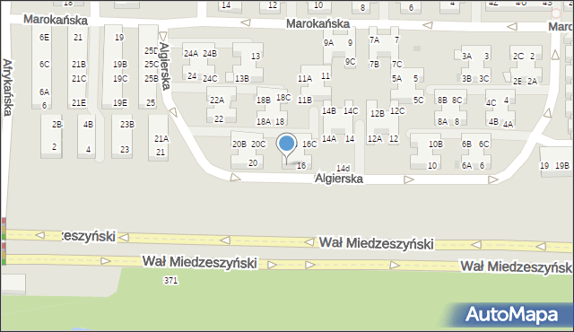 Warszawa, Algierska, 16A, mapa Warszawy