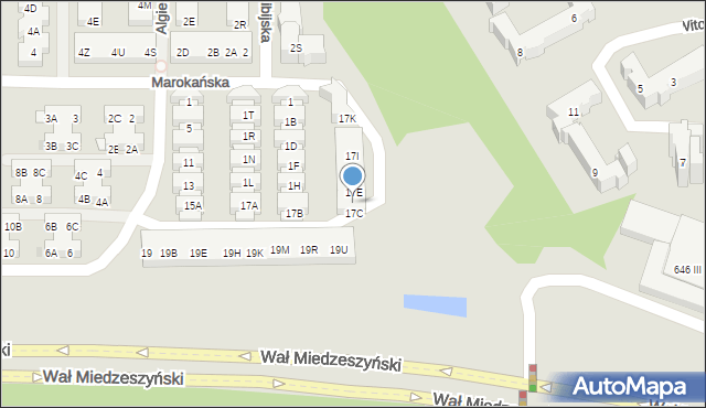 Warszawa, Algierska, 17D, mapa Warszawy