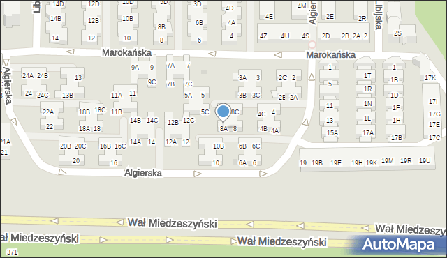 Warszawa, Algierska, 8A, mapa Warszawy