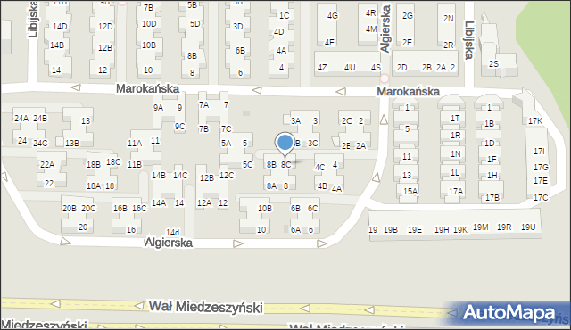 Warszawa, Algierska, 8C, mapa Warszawy